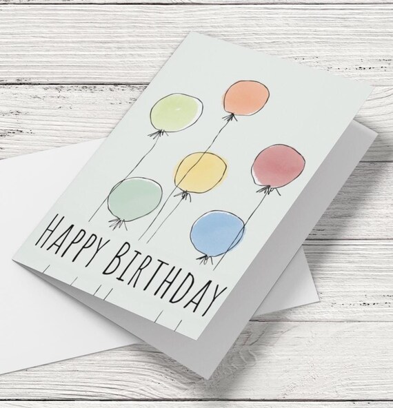 Colorful Balloons Birthday Card: Printable BDay Card (Digital Download)