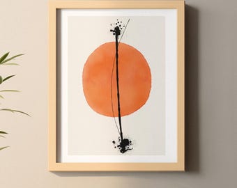 Orange Abstract Art Print: Minimalist Office Decor (Digital Download)