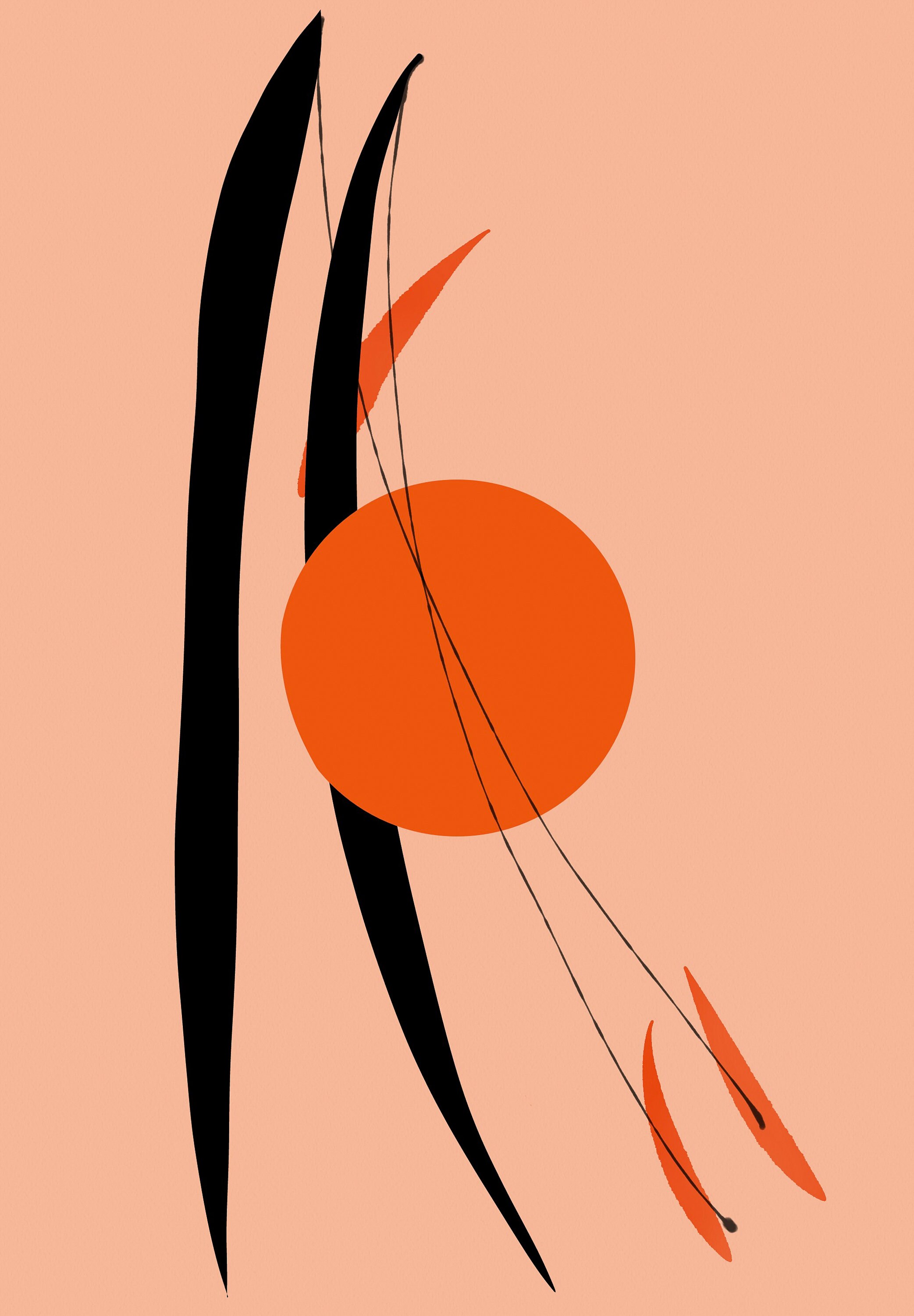 Minimalist Orange Abstract Art Print: Living Room Wall Decor (digital ...
