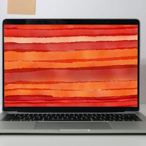Red Orange Watercolor Stripes Wallpaper for iPad, Tablet, Laptop (Digital Download)