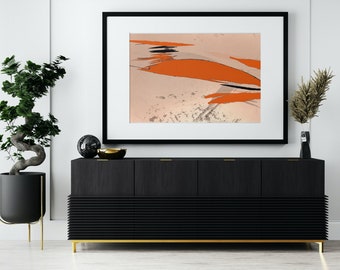 Burnt Orange Abstract Art Print | Printable Orange Wall Art | Minimal Art Print Orange and Beige | Living Room Decoration Orange Art Print