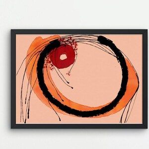 Abstrakte Kreise Kunstdruck: Rot, Orange, Schwarz (Digitaler Download)