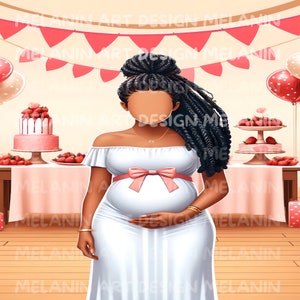 Future maman sans visage, baby shower, baby shower aux fraises, future maman noire sans visage, femme noire sans visage