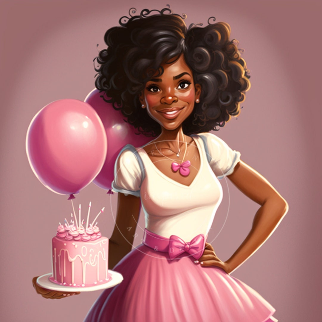 Birthday Girl Clipart Pink Birthday PNG Black Girl Birthday Planner