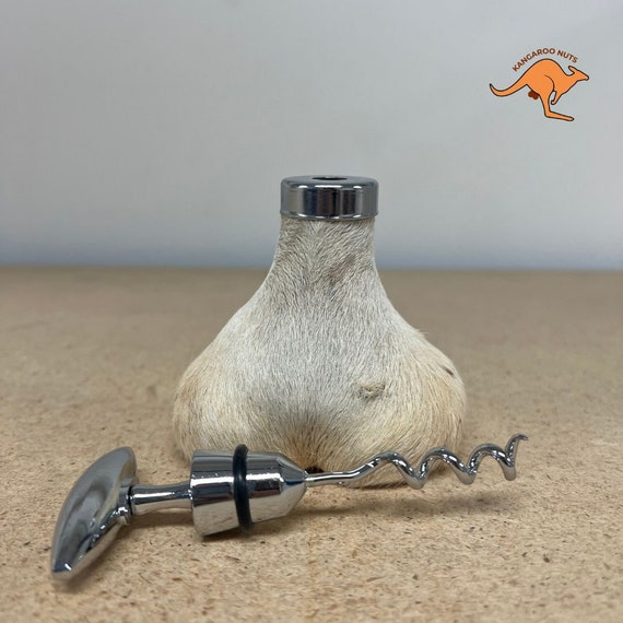 Australian Souvenir - Genuine Kangaroo Scrotum Wine Bottle Opener