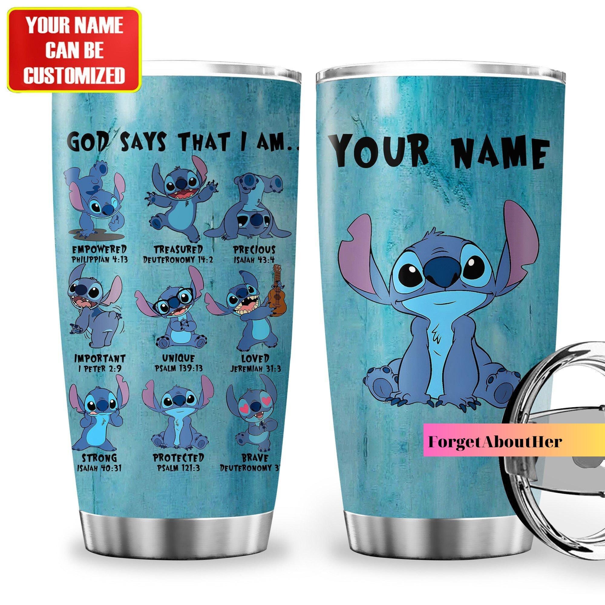 Discover Personalizado Nombre Disney Stitch Ohana Stitch Lindo Divertido Vaso de Acero Inoxidable