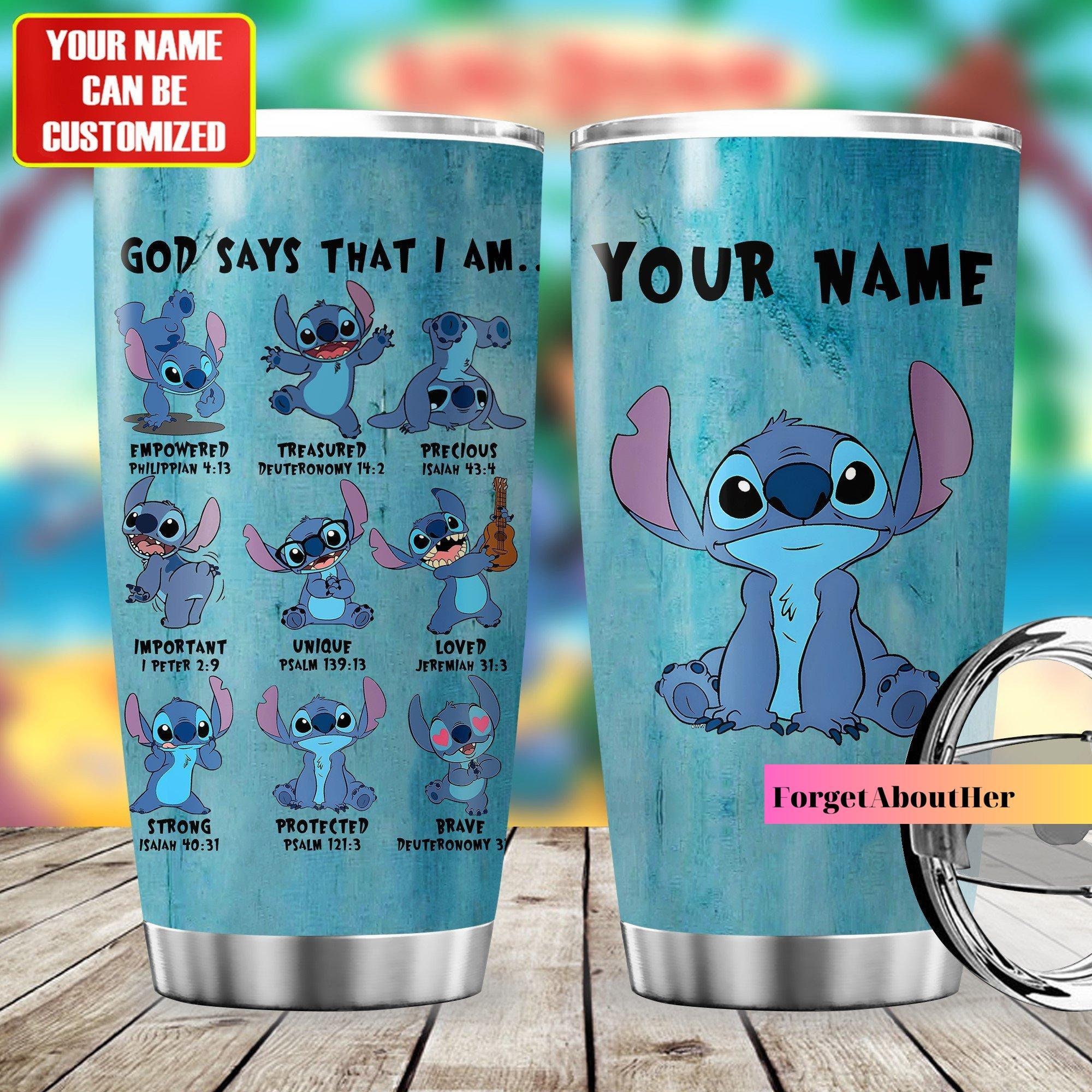 Discover Personalizado Nombre Disney Stitch Ohana Stitch Lindo Divertido Vaso de Acero Inoxidable