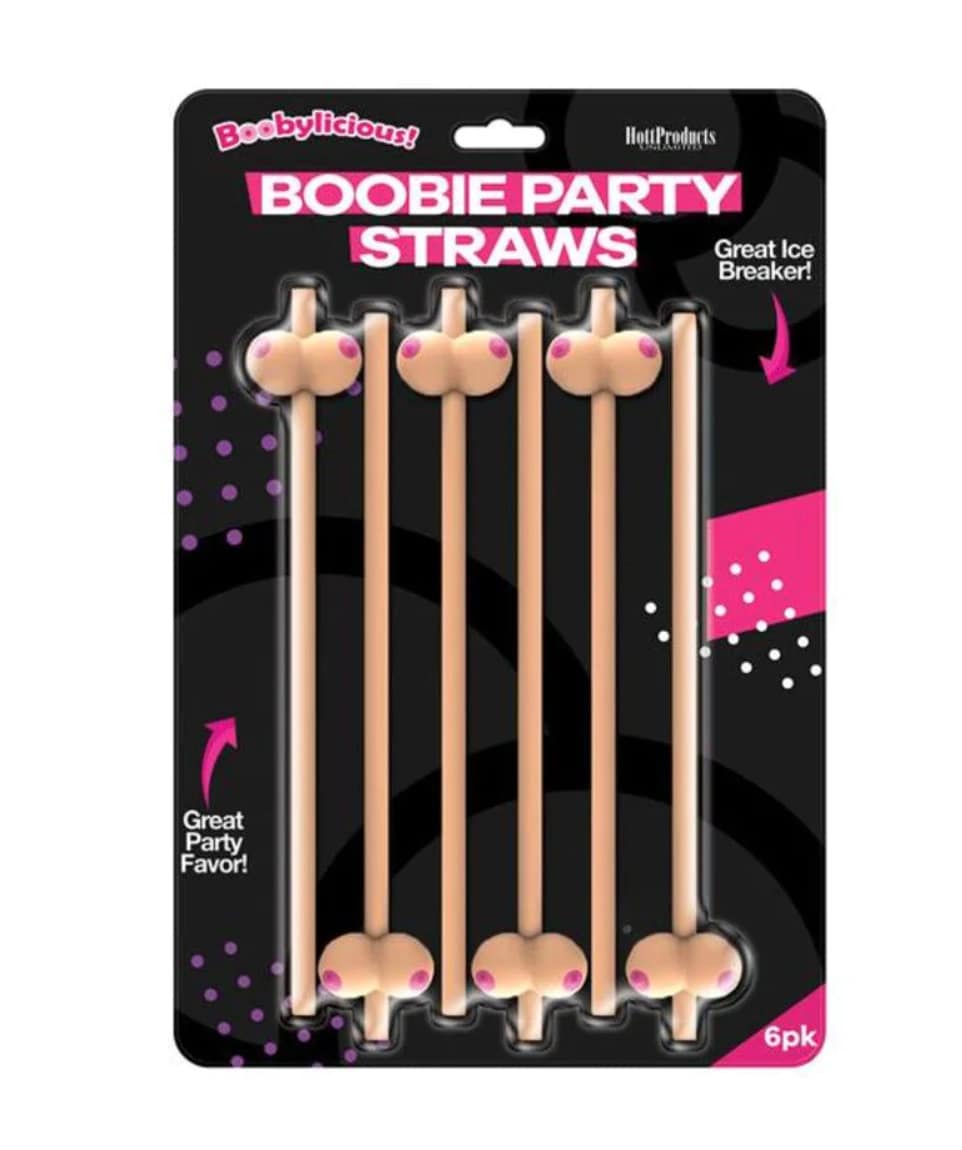 Boobshaped Straws 6pack Boob Party Favors Bachelor Party Boobthemed