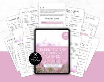 Agenda per il servizio funebre: pacchetto commemorativo di 35 pagine (download digitale)