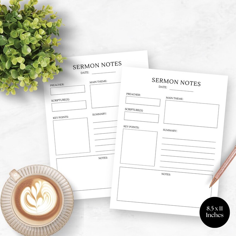 Sermon Notes Template: Printable Bible Study Journal (canva Editable ...