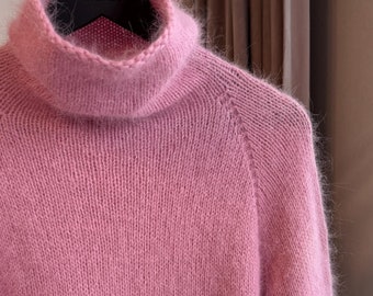 【KIXI】★(UNISEX) Wing angora touch knit Аngora Sweater, Wool Turtleneck Knit Sweater for Women, Fall