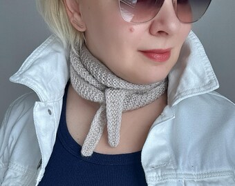 Knitted scarf Sophie, Small Knitted Scarf in elegant style, Knitted mini neck scarf, Charming gift for her