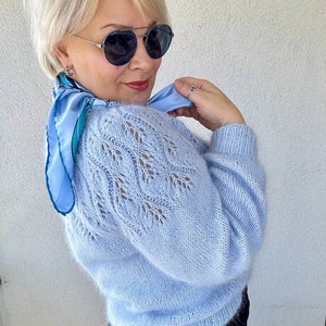 Blue angora sweater shop