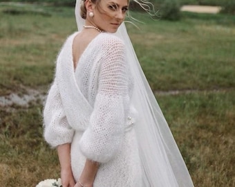 Bridal Mohair Cardigan | Wedding Wrap Cardigan | Handmade Bridal Bolero Sweater