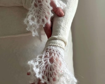 Mohair Lace Wrist Cuffs | Detachable Sleeves | Cottagecore Wrist Warmers Gift Women