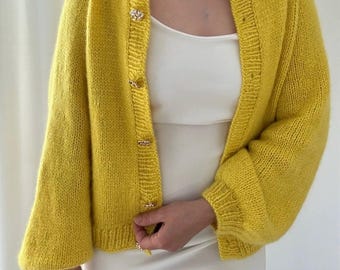 Alpaca Cardigan | HandKnitted Merino Wool Cardigan | Soft Feminine Knitwear | Natural Yarn Jumper