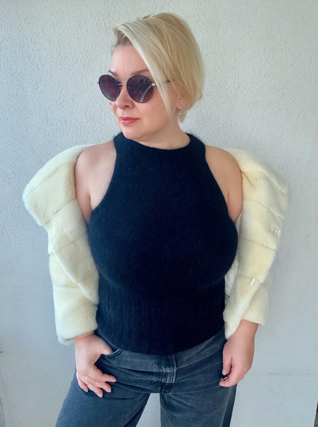 Angora Knit Halter Top | Soft Angora Sweater Top for Women | Handmade ...