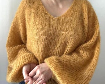 Handmade Mohair Sweater | Soft Fluffy Knit Pullover | Cozy Oversized Sweater | Romantic Knitwear