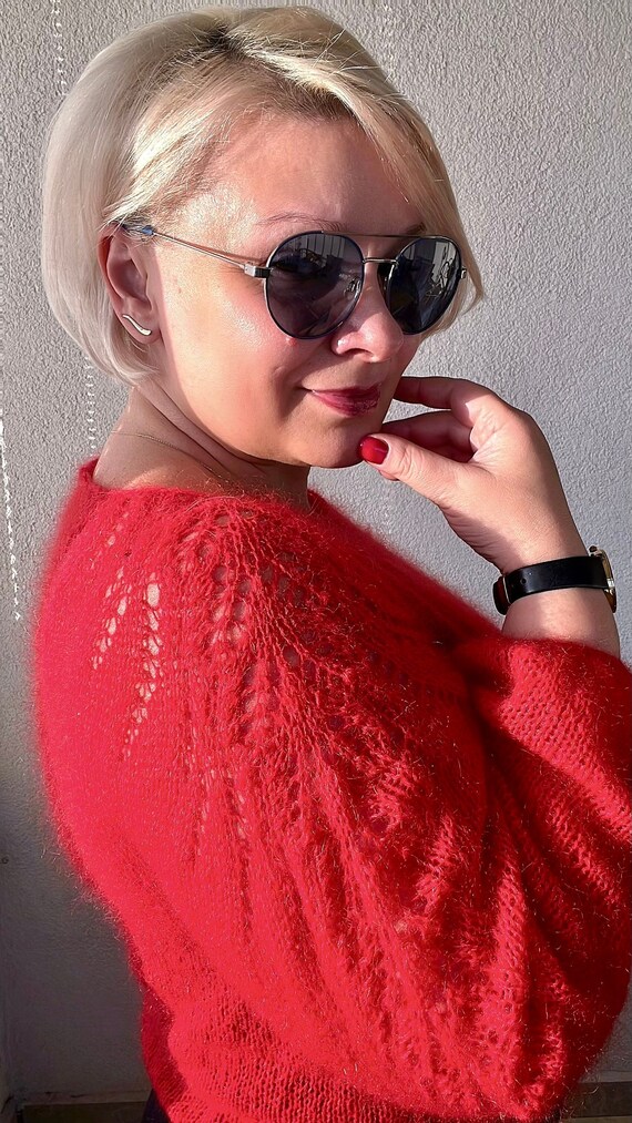 Pull mohair rouge sale
