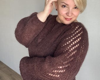 Chunky knitted Alpaca sweater, Oversized knit sweater for women, Loose knit mohair sweater, Aesthetic clothes, Trendy clothes,Casual clothes