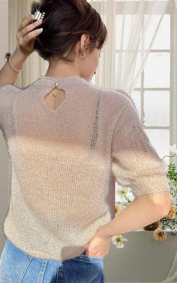 mohair short sleeve sweater