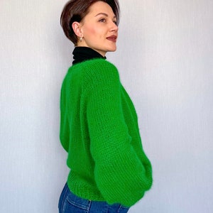 Angora V Neck Knit Cardigan