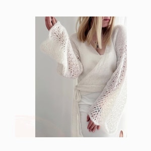 Mohair Cardigan with Ties | Hand Knit Bridal Sweater | Wedding Jacket Women | Trendy Gift for Her