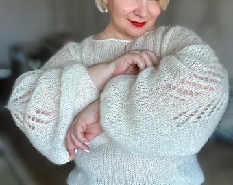 Chunky knitted Alpaca sweater, Oversized knit sweater for women, Loose knit mohair sweater, Aesthetic clothes, Trendy clothes,Casual clothes