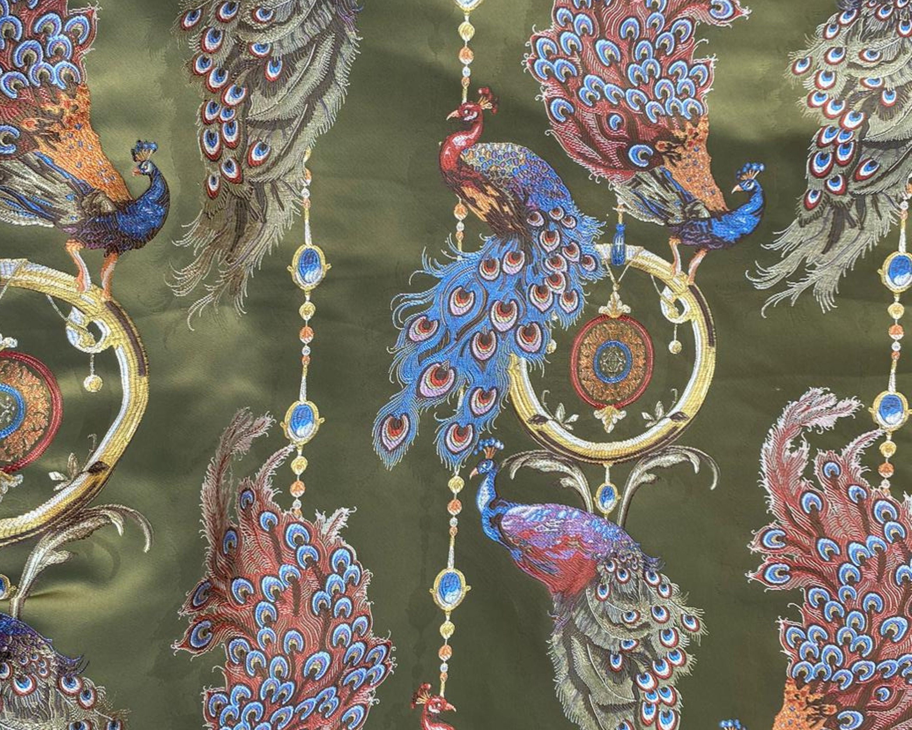 Peacock Woven Italian Satin Fabric, Luxury Upholstery, Home Decor - Etsy