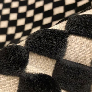 Checkerboard Pattern Fabric,Checkerboard Pattern Velvet Fabric,Black and White Checkered Upholstery Fabric,Black and White Furniture Fabric,