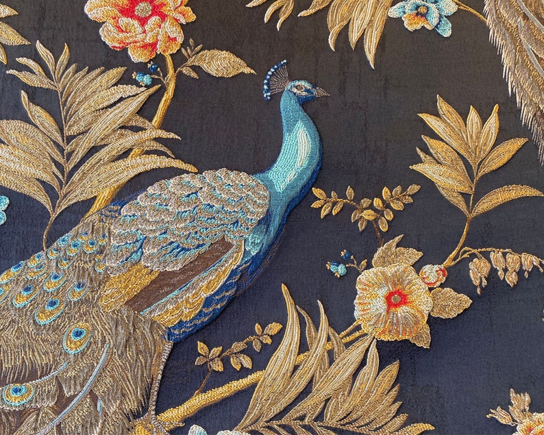 Furniture Upholstery Fabriccream Colored Peacock Etsy