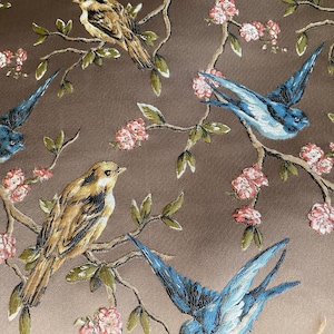 Woven Upholstery Furniture Fabric,Sparrow Bird Woven Bronze And Black Color Upholstery Fabric,Chair,Sofa,Pillow,Pouf,Bergere,Covering Fabric