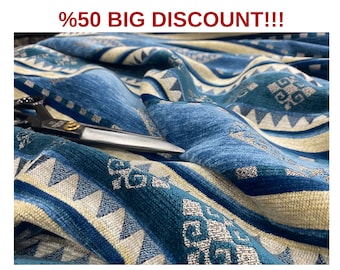 50% DISCOUNT, Upholstery Fabric Turkish Kilim Bohemian Tapestry Turkish Navajo Moroccan Mexican Ethnic Fabric Aztec Woven Fabric,