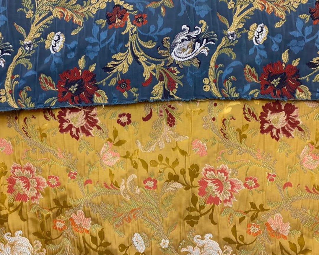 Green/Navy Blue Silk Brocade JV-1564 Fabric