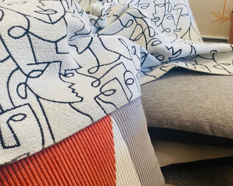 Picasso Faces Curtain Upholstery Velvet Fabric,velvet Woven Material