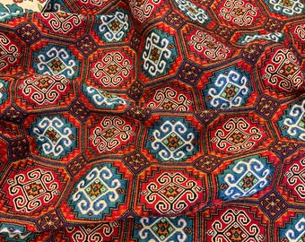 Bohemian Ottoman Rug Pattern Upholstery Fabric, Chenille Jacquard.