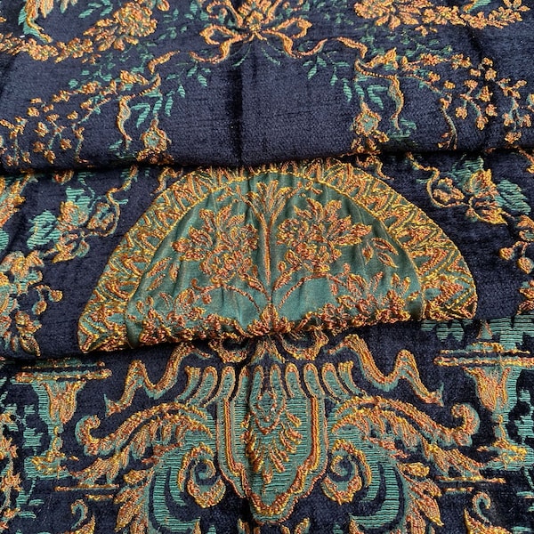 Tela jacquard de brocado, tela de damasco tejida, tela de sofá de terciopelo por metro, brocado de estilo palaciego étnico retro tejido, tela para cortinas y cortinas