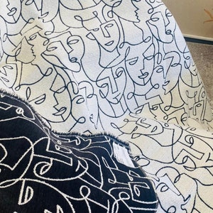 Picasso faces curtain upholstery velvet fabric,velvet woven material,human face boucle velvet loop fabric