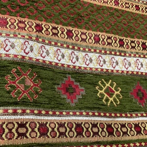 Upholstery Fabric,Turkish Fabric,Jacquard Fabric,Bohemian Chenille Tapestry Fabric,bag fabric,Green Ethnic Pattern Woven Fabric
