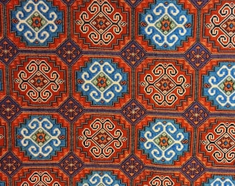 Turkish Woven Chenille Upholstery Fabric, Violet Motif Tapestry