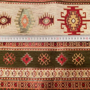 Polsterstoff,Türkischer Stoff,Jacquard Stoff,Boho Chenille Gobelin Stoff,Taschenstoff,Grüner Ethnischer Muster Webstoff