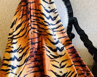 Velvet Tiger Print Upholstery Fabric, African Animal Pattern.