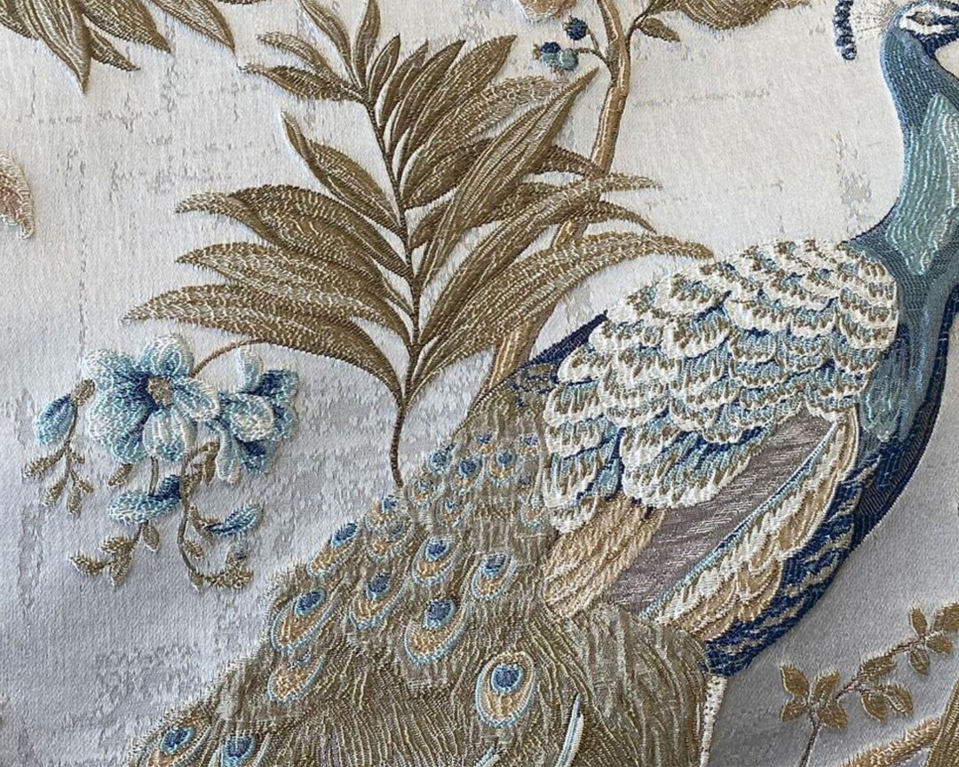 Furniture Upholstery Fabric,cream Colored Peacock Fabric,exotic ...