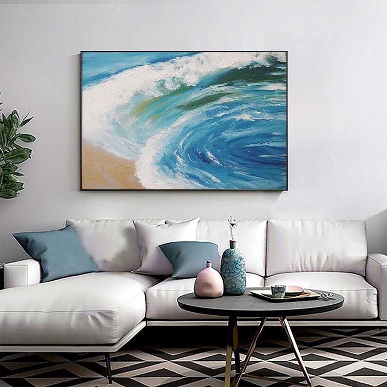 Large Abstract Beach Oil Painting on Canvasoriginal Seascape Etsy