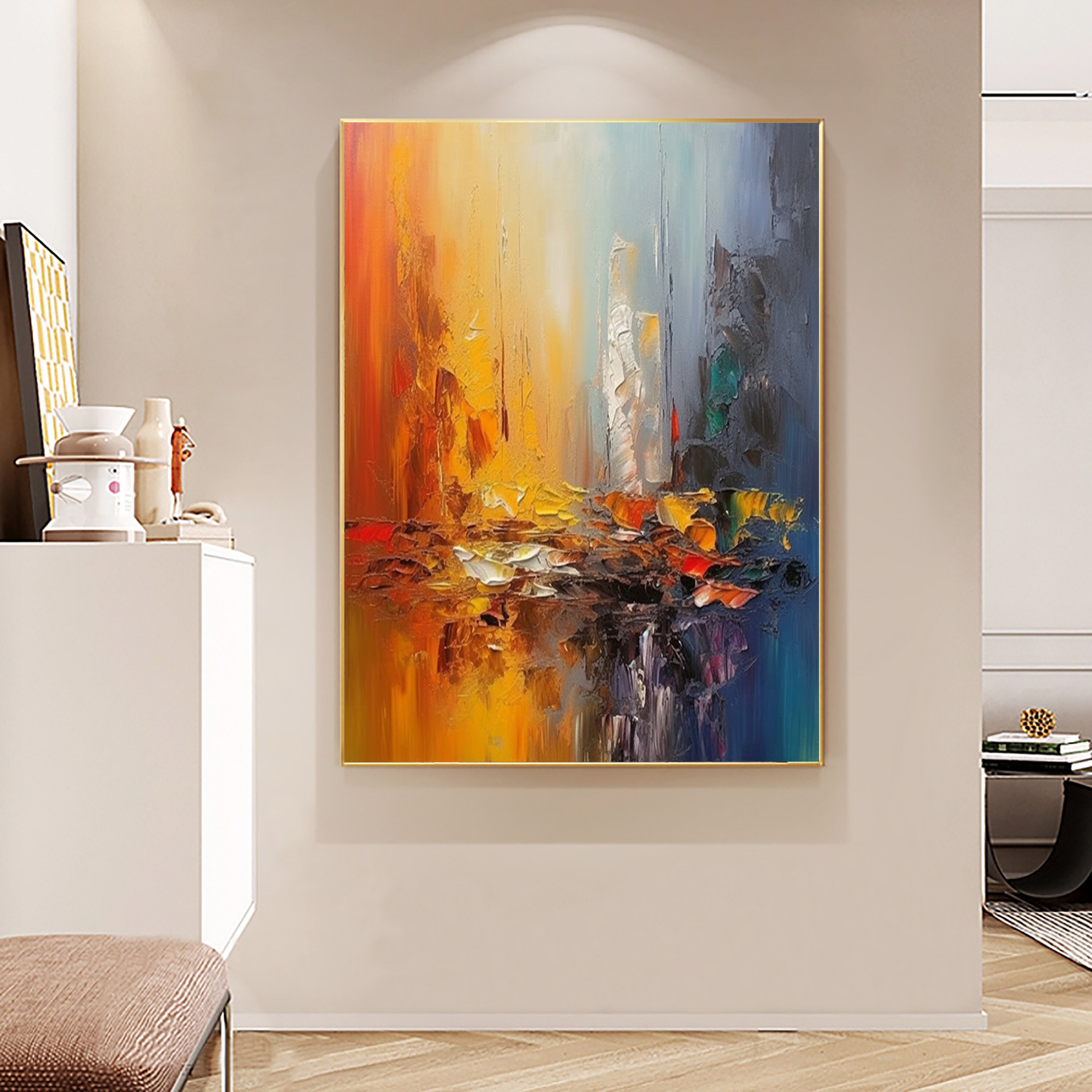 Abstract Colorful Oil Painting on Canvas,large Colorful Wall Art ...
