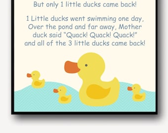 Kids Nursery Rhyme Poster - 3 Little Ducks