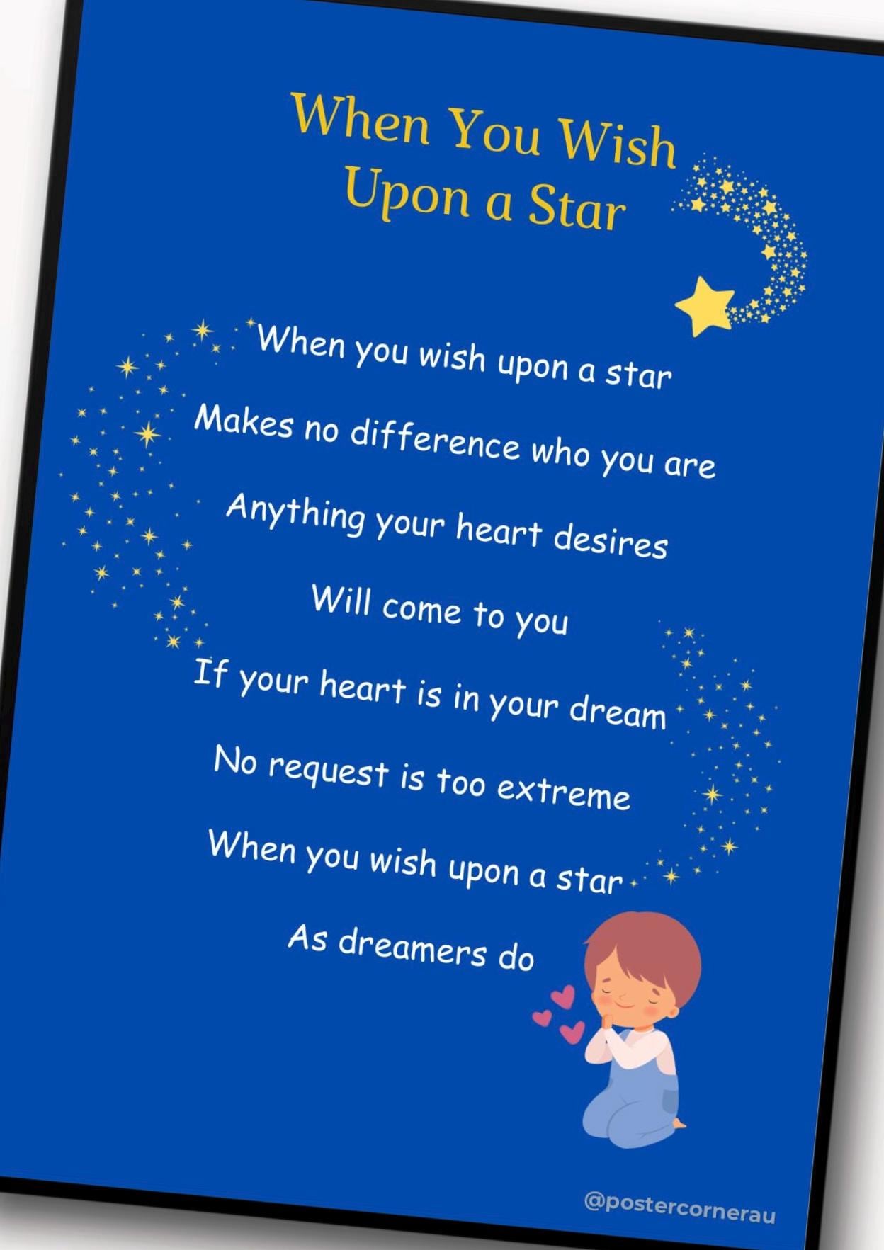 When You Wish Upon a Star Poster: Custom Nursery Wall Art (digital