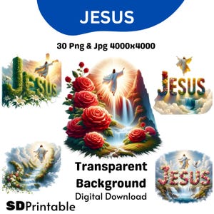Jesus Clipart Bundle Christian PNG and JPG Religious Transparent Background Images Digital Download