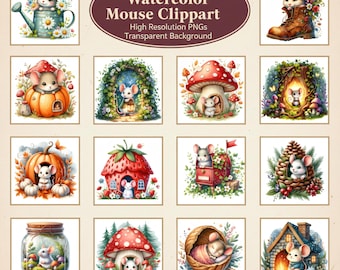 Mouse Fairy House Clipart | Woodland Animal Illustration (Digital Download)