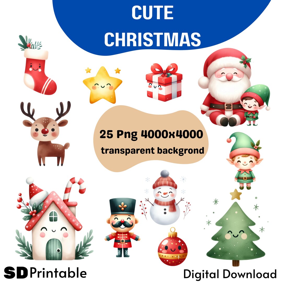 Christmas Clipart Bundle, Holiday PNG Graphics (digital Download) - Etsy